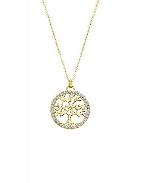 collar del árbol de la vida en plata 925 chapado dorado con circonitas Lotus LP1746-1/2