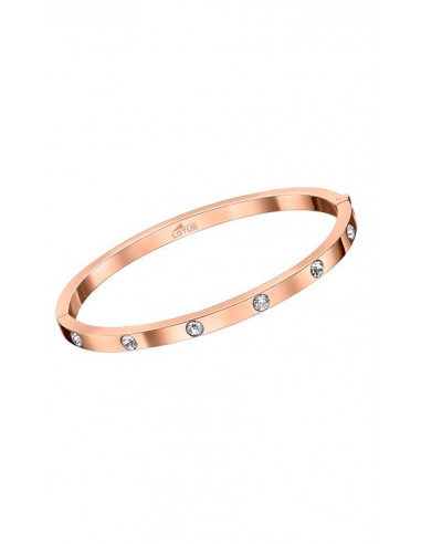 Pulsera rígida Lotus Style LS1846-2/3 en acero inoxidable 316L color rosado y circonitas.