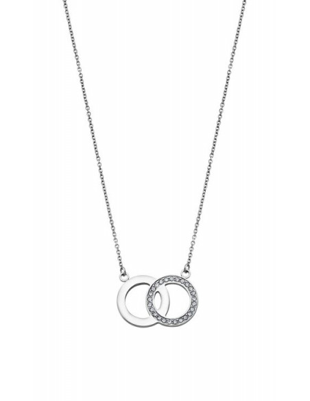 Collar Lotus LS1913/1/1 Bliss en acero con dos círculos con circonitas con cadena de 45cm
