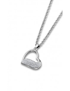 Collar Lotus LS1784/1/1 en acero con colgante en forma de corazón y circonitas