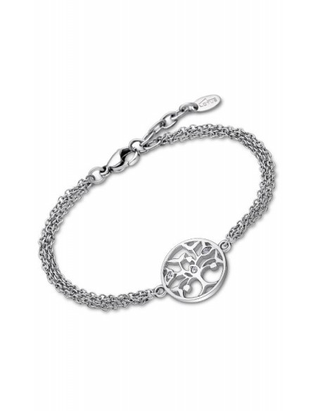 Pulsera Lotus LS2084-2/1 en acero de triple cadena con charm del árbol de la vida con circonitas