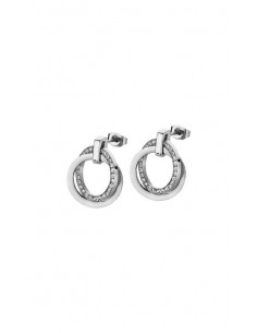Pendientes Lotus LS1780/4/1 en acero con doble círculo con circonitas