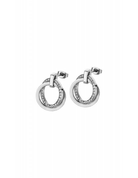 Pendientes Lotus LS1780/4/1 en acero con doble círculo con circonitas