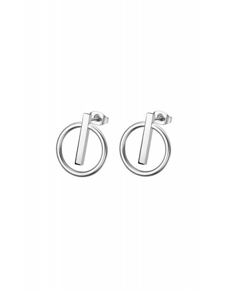 Pendientes Lotus LS1886/4/1 de acero en forma circular y una barra en su parte superior