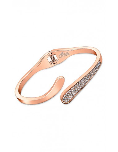 Pulsera Lotus LS2079-2 en acero rosado con circonitas.