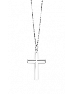 Collar Lotus LS2007/1/1 en acero, cadena de 50 cm y colgante de cruz hueca.