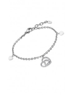 Pulsera Lotus LS1943-2/1 en acero con colgante y dos charms de corazones