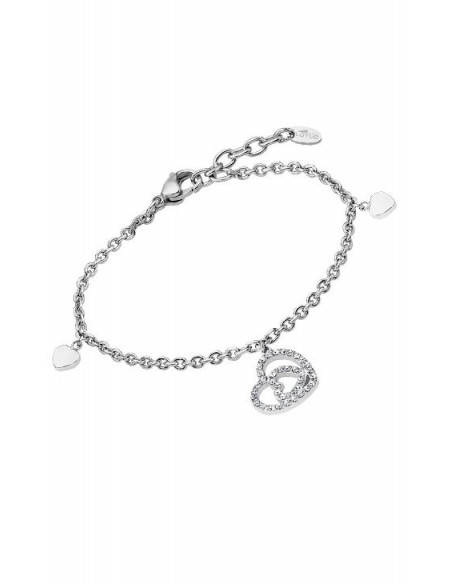 Pulsera Lotus LS1943-2/1 en acero con colgante y dos charms de corazones