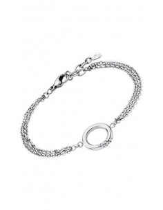 Pulsera Lotus LS1947/2/1 en acero de triple cadena y círculo de la vida con zirconias cúbicas.