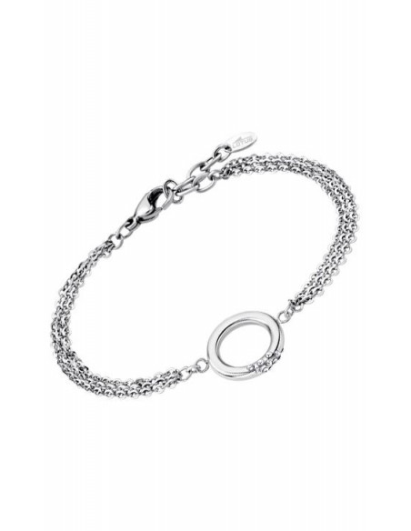 Pulsera Lotus LS1947/2/1 en acero de triple cadena y círculo de la vida con zirconias cúbicas.