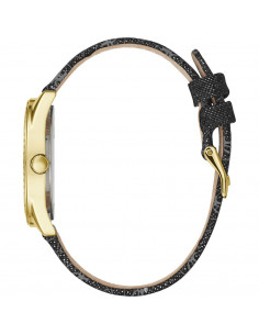 Reloj Guess W0884L11 Tri Glitz, en acero color dorado y correa de piel negra. 2