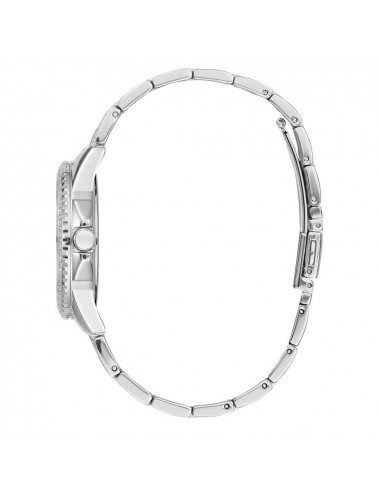 Reloj GGuess Spritz W1235L1, en acero plateado con cristales. Cuarzo, Calendario, WR50 vista lateral
