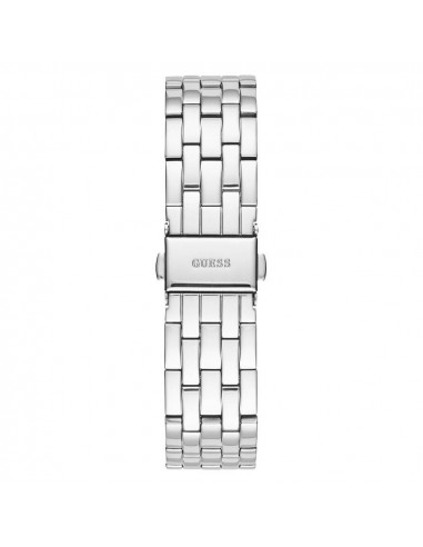Reloj GGuess Spritz W1235L1, en acero plateado con cristales. Cuarzo, Calendario, WR50 vista cierre