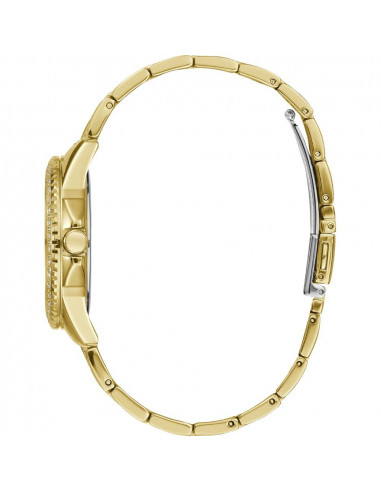 Reloj Guess Spritz W1235L2, en acero dorado con cristales. Cuarzo, Calendario, WR50 vista lateral