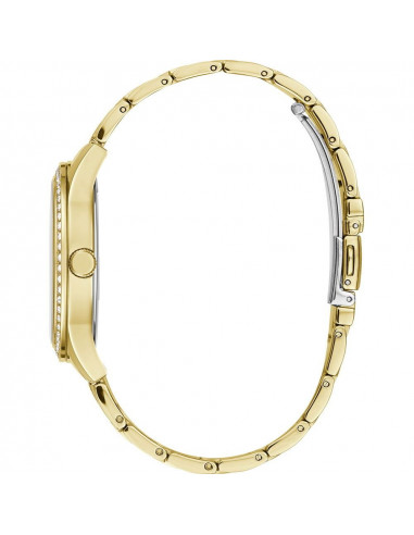 Reloj Guess Anna W1280L2 de mujer en acero dorado con circonitas vista lateral