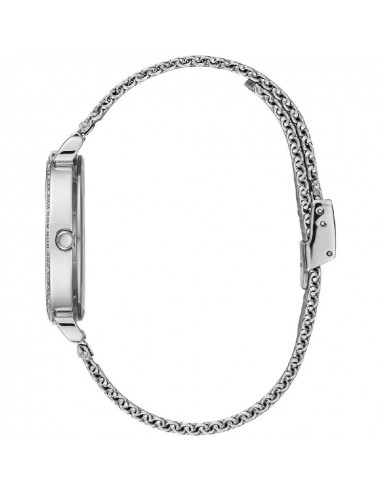 Reloj Guess Jewel W1289L1 de mujer en acero plateado correa malla visto de lado