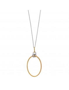 Collar plata rodio cadena y circulos diamantados ovalo chapado dorado satinado Salvatore