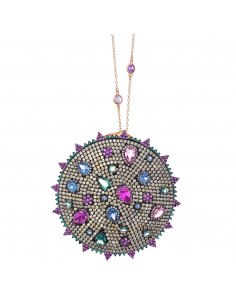 Collar plata chapado rosa sol circonitas amarillasi