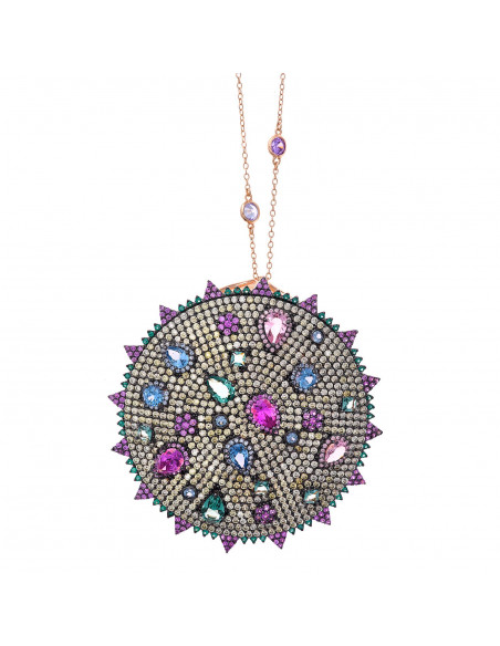 Collar plata chapado rosa sol circonitas amarillasi