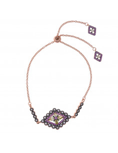 Pulsera plata chapado rosa rombos circonitas rosas