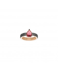 Sortija plata chapado rosa pera cristal topacio imperial circonitas peridoto bajo chapado rutenio Salvatore