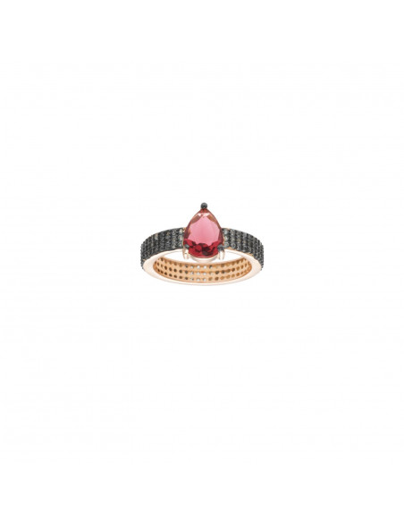 Sortija plata chapado rosa pera cristal topacio imperial circonitas peridoto bajo chapado rutenio Salvatore