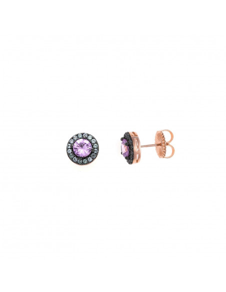 Pendiente Salvatore 136A0302 en plata 925 baño de oro rosa con espinelas