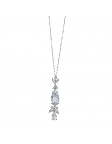 Collar Salvatore 136C0225 en plata con cadena de 45 cm y colgante alargado con circonitas