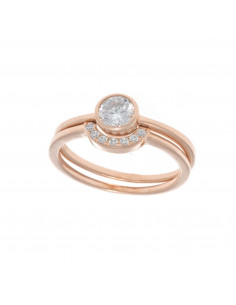 Anillo Salvatore 136S0085/12 en plata de primera ley 925 con baño de oro rosa y circonitas.