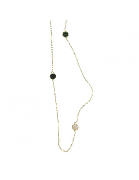 Collar Salvatore 213C0051 en plata 925 con baño de oro amarillo con piedras naturales nácar, lapislázuli y peacock.