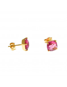 Pendientes Salvatore 163A0135 en plata con baño de oro amarillo y gran turmalina rosa.