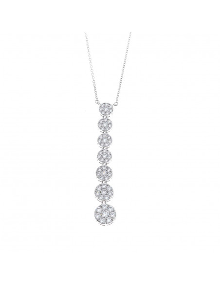 Collar Salvatore 136C0086 en plata con baño rodio y colgante de 7 rosetones de circonitas.