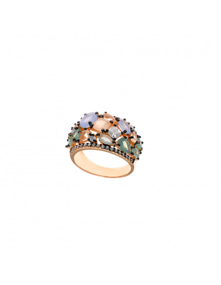 Anillo Salvatore 252S0015 en plata 925 baño oro rosa con piedras preciosas en talla 16