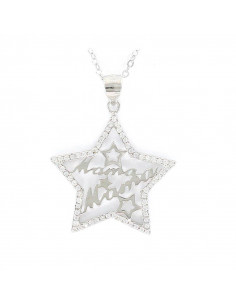 Collar plata 925 estrella calada Mamá con circonitas