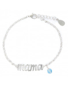 Pulsera plata 925 Mamá con bolita azul swarovski