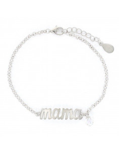 Pulsera plata 925 Mamá con bolita blanca swarovski