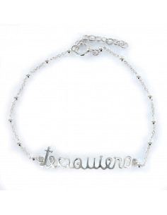 Pulsera te quiero de plata 925 cadena bolitas 3mm