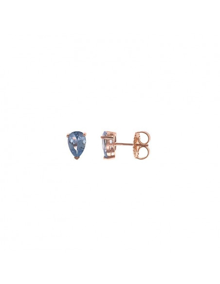 Pendientes Salvatore 136a0453 en plata chapada en oro rosa con circonita espinel aqua en talla pera
