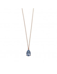 Collar Salvatore 136c0249 en plata chapada en oro rosa con circonita espinel aqua pera