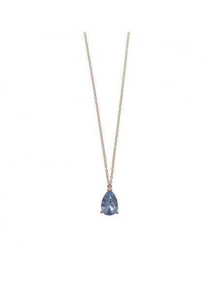 Collar Salvatore 136c0249 en plata chapada en oro rosa con circonita espinel aqua pera