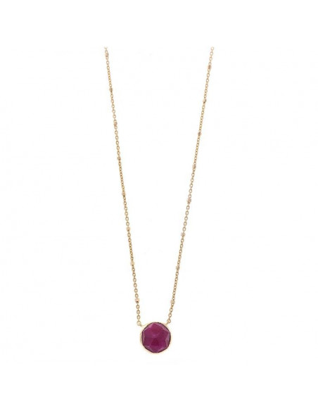 Collar Salvatore 247c0019 de plata chapado en oro dorado con chaton de cianita rojo facetado.