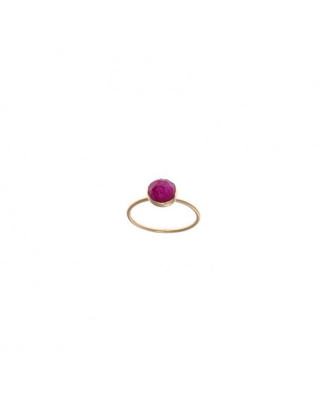 Anillo Salvatore 247s0006/16 talla 16 de plata chapado en oro dorado con chaton de cianita rosa facetada.