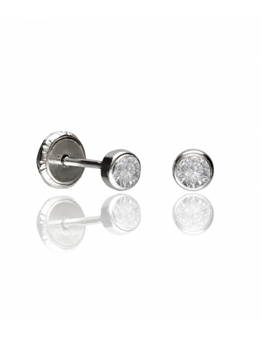 Pendientes chatón oro blanco bebé