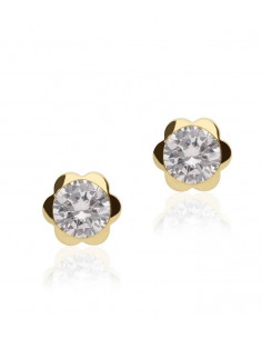 Pendientes flor oro 18k bebé