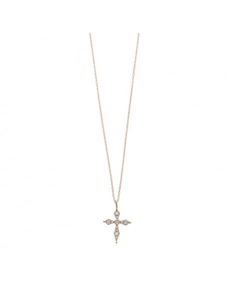 collar plata chapado rosa cruz circonitas blancas Salvatore 136C0221