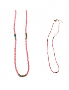 collar plata chapado rosa turmalinas rosa y turquesas Salvatore 167C0155