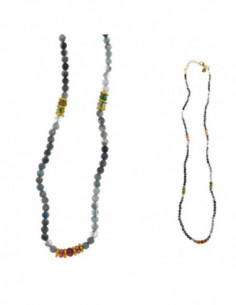 collar plata chapado dorado agata musgo turmalina multicolor Salvatore 167C0158