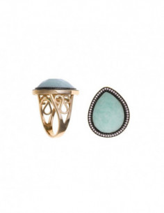 Sortija plata chapado rosa pera amazonita circonitas rosas alrededor bajo chapador rutenio Salvatore 255S0013