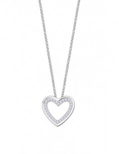 Collar Lotus LP3123-1/1 en plata 925 colgante corazón y circonitas transparentes incrustadas en el borde.