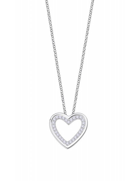 Collar Lotus LP3123-1/1 en plata 925 colgante corazón y circonitas transparentes incrustadas en el borde.